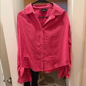 Vici Fuchsia Textured Button-Up Shirt